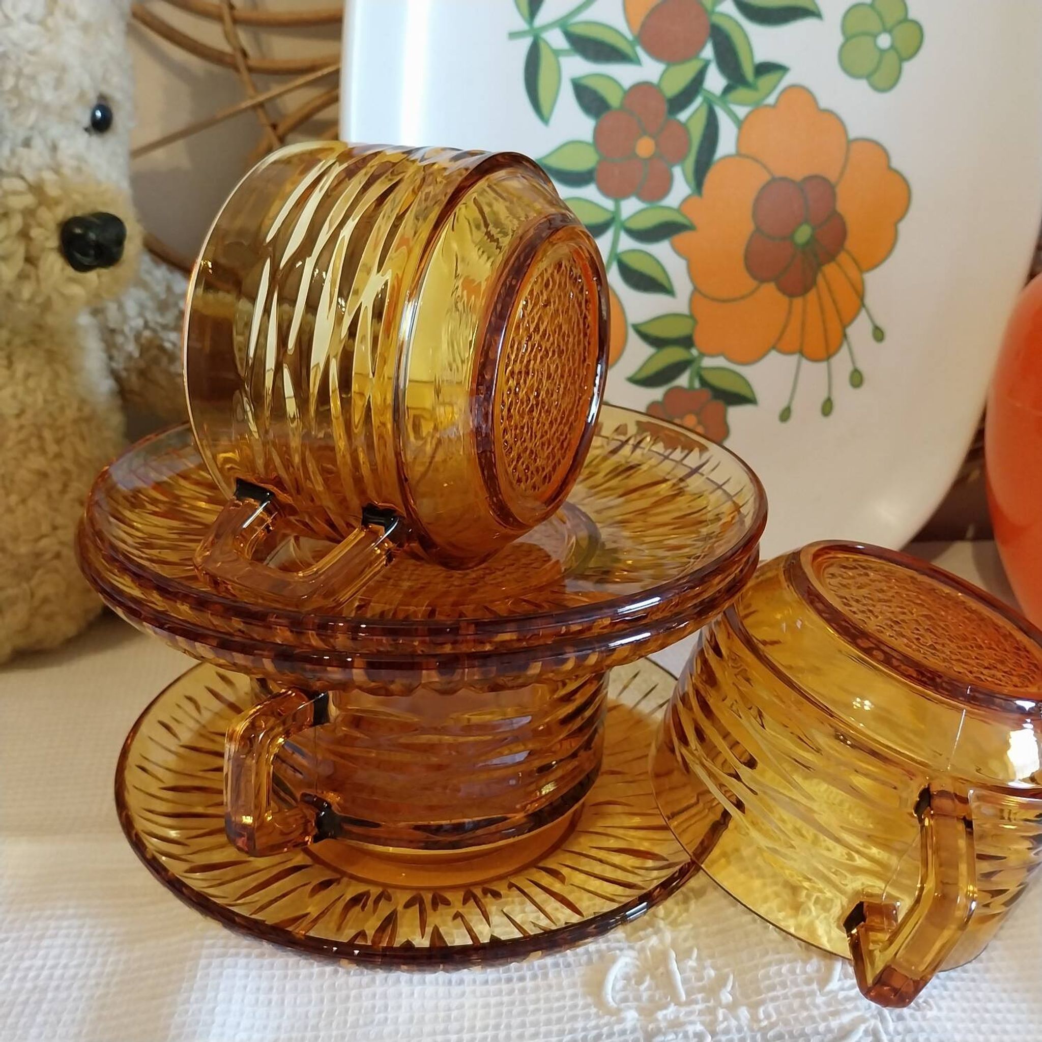 Large vintage glass cups by Vereco