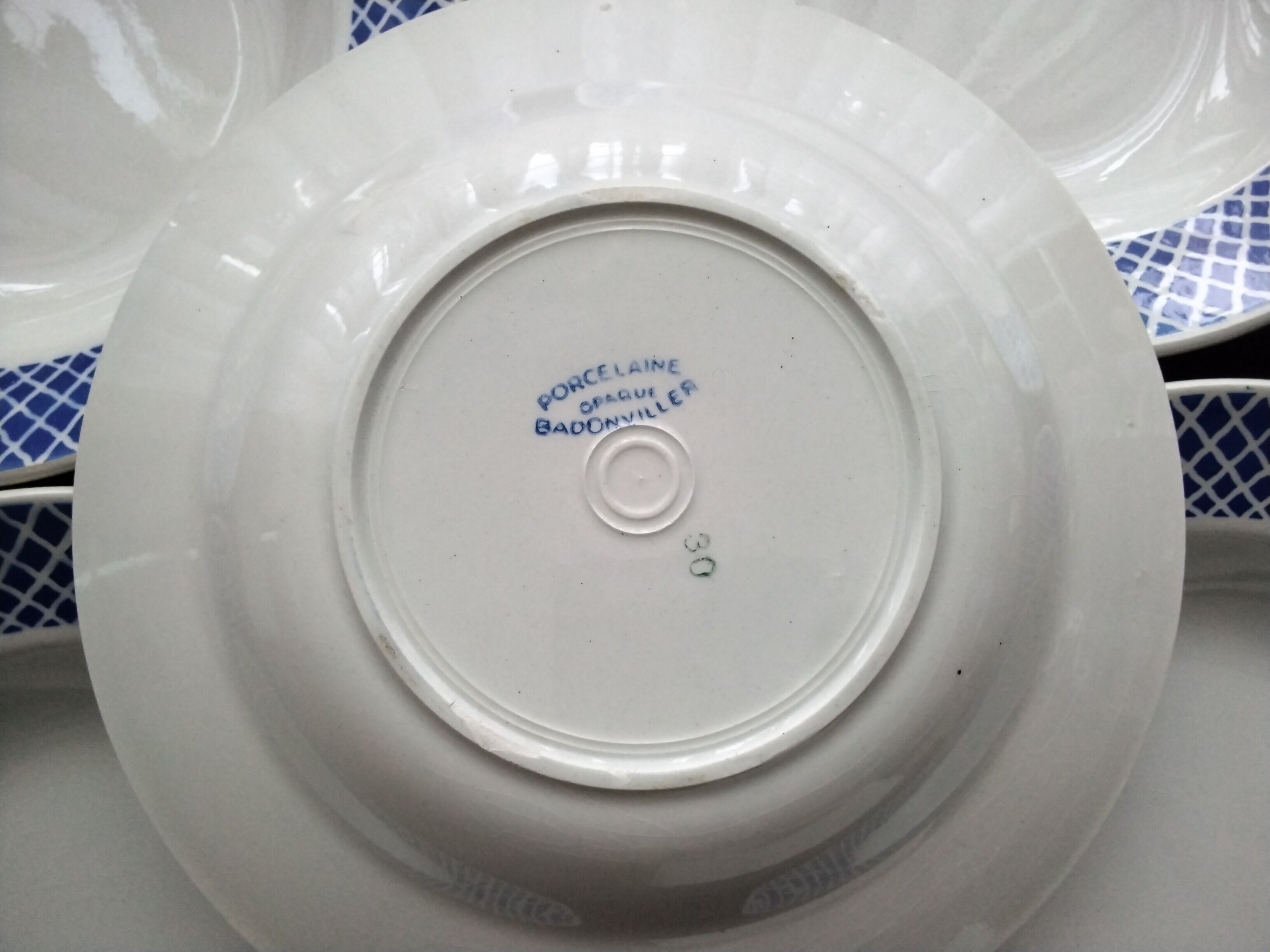 5 Hollow plates opaque porcelain from Badonviller