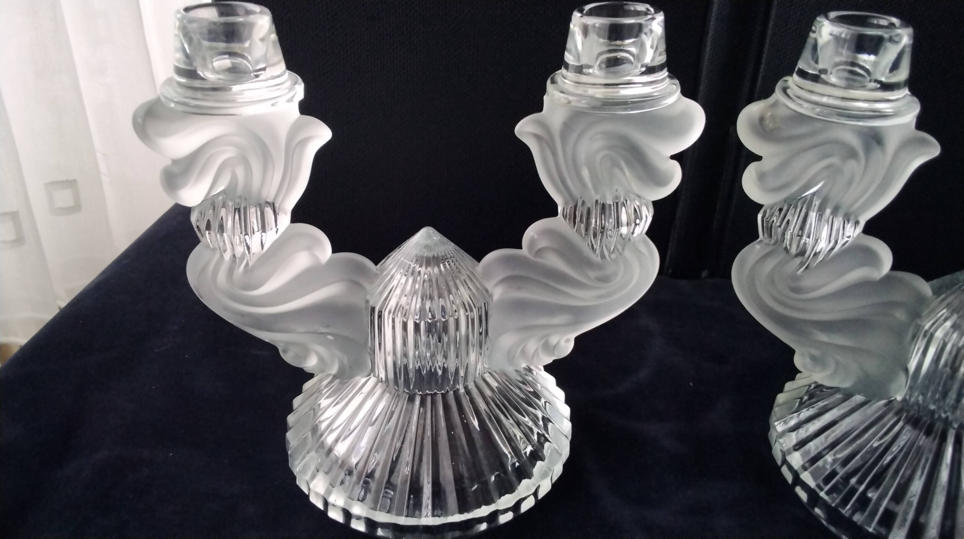 Pair of candlesticks, Bohemian crystal candle holders.