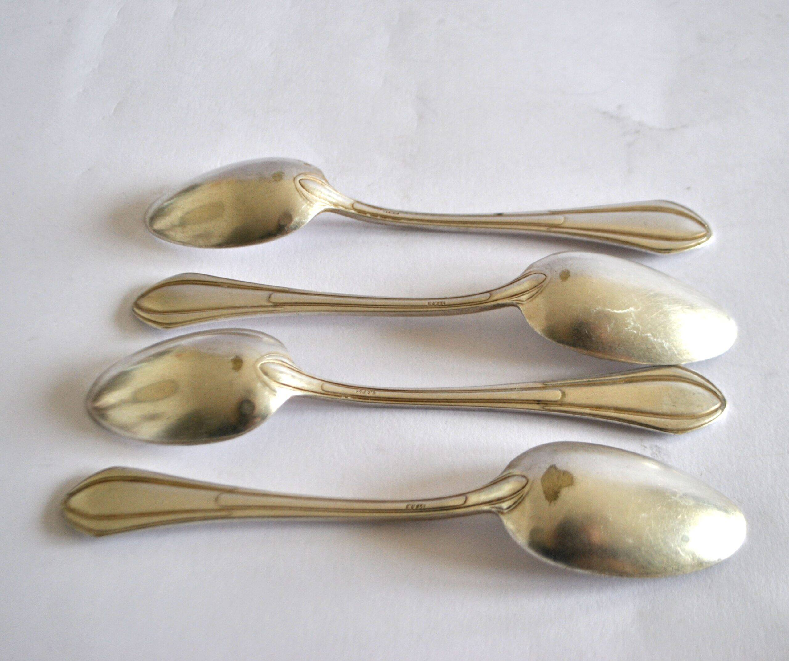 SFAM set of 4 Art Deco silver-plated teaspoons in Printania style