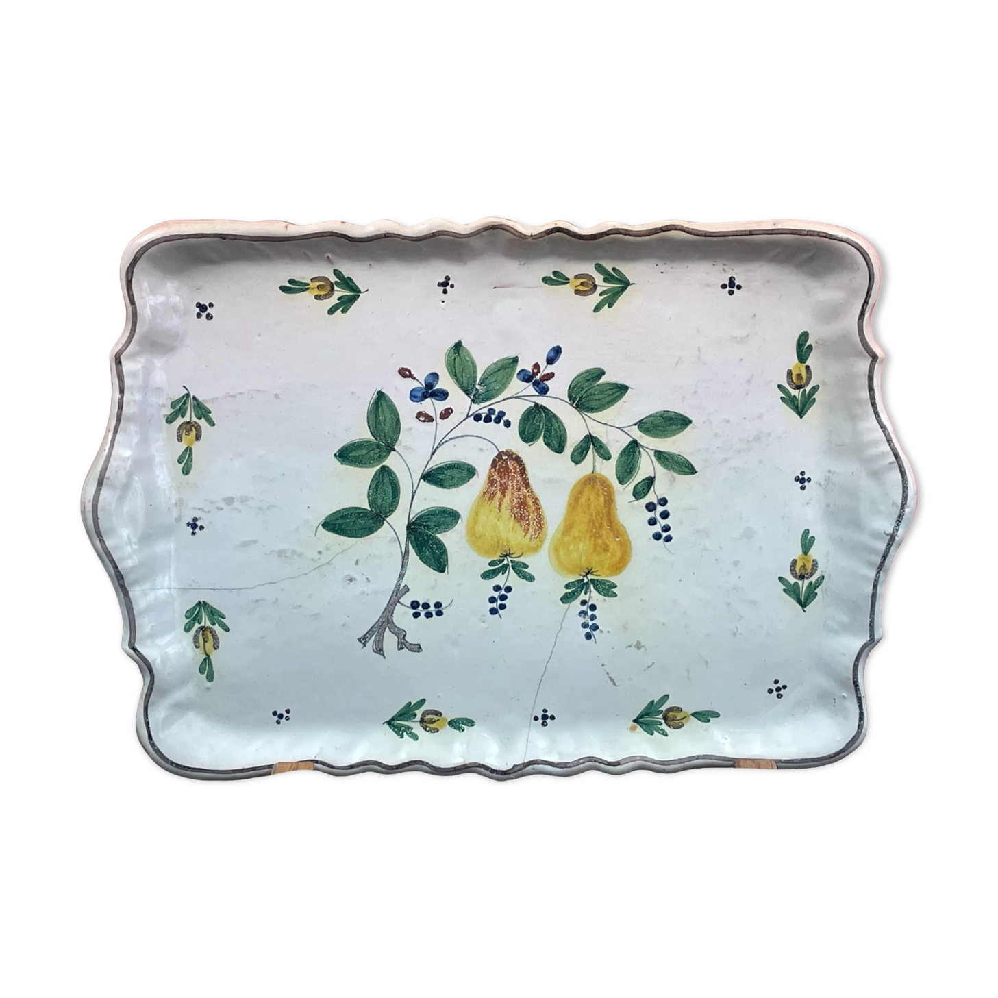 Faience Bannette dish with fruit decoration circa 1900