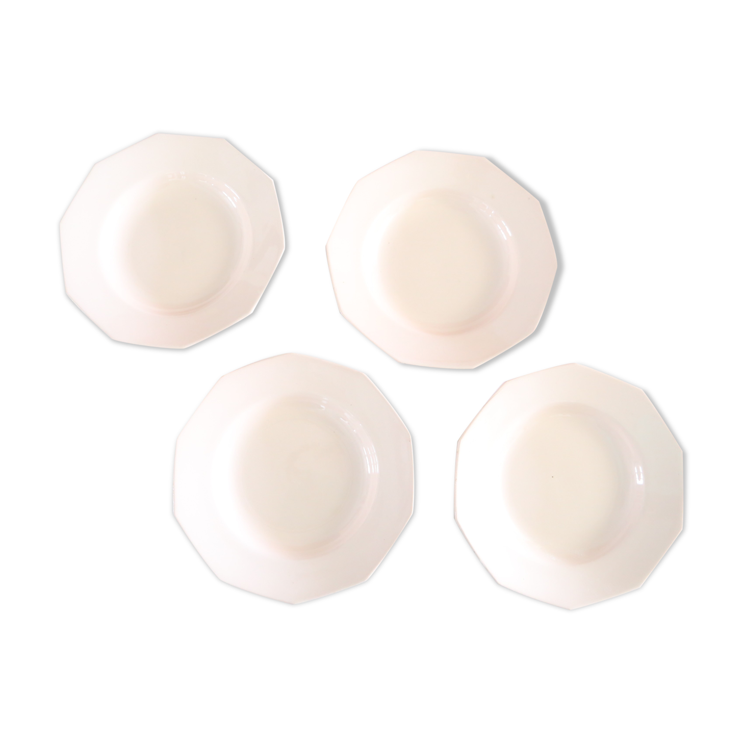 Hollow plates in pink ceramic, art deco, 1930, st Amand