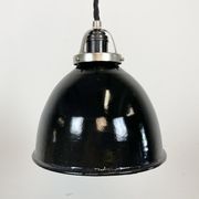 Industrial black enamel pendant lamp, 1950s