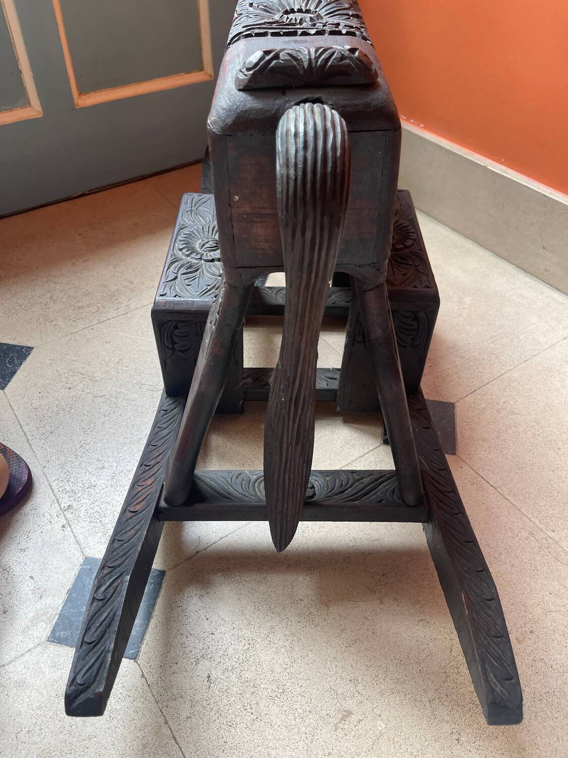 Antique carved wooden rocking horse