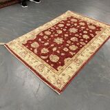 Handmade Wool Red Rug, Floral Oriental Carpet for Living Room 152x100cm