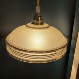 Frosted glass saucer lamp with golden edges