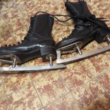 Old woman ice-skating pair beautiful time