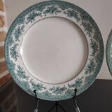 Terre de Fer flat plates from Onnaing earthenware model "Roses Mousses" late 19th century