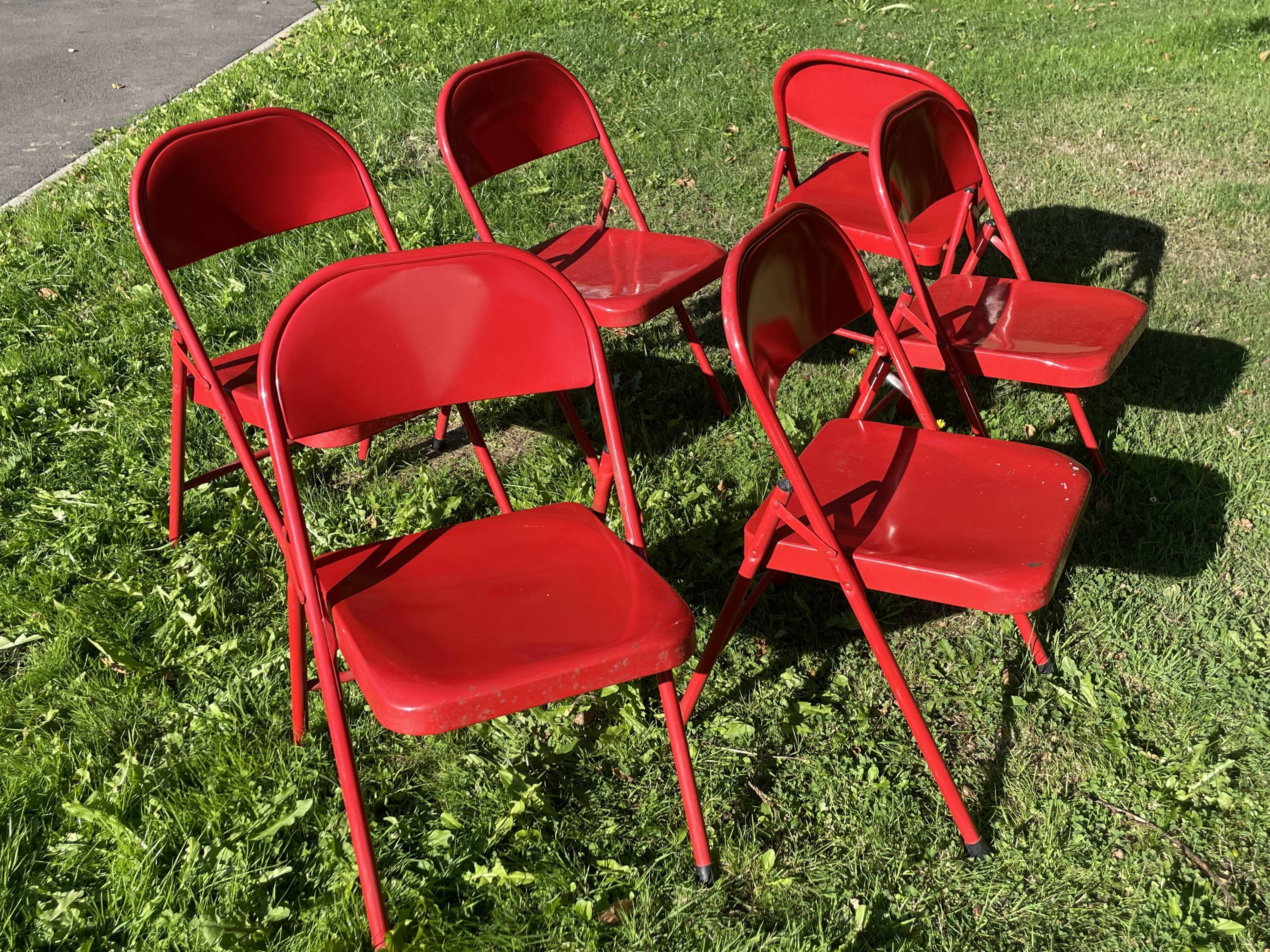Vintage metal folding chair set of 6
