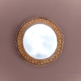 Round vintage wicker mirror - 45 cm