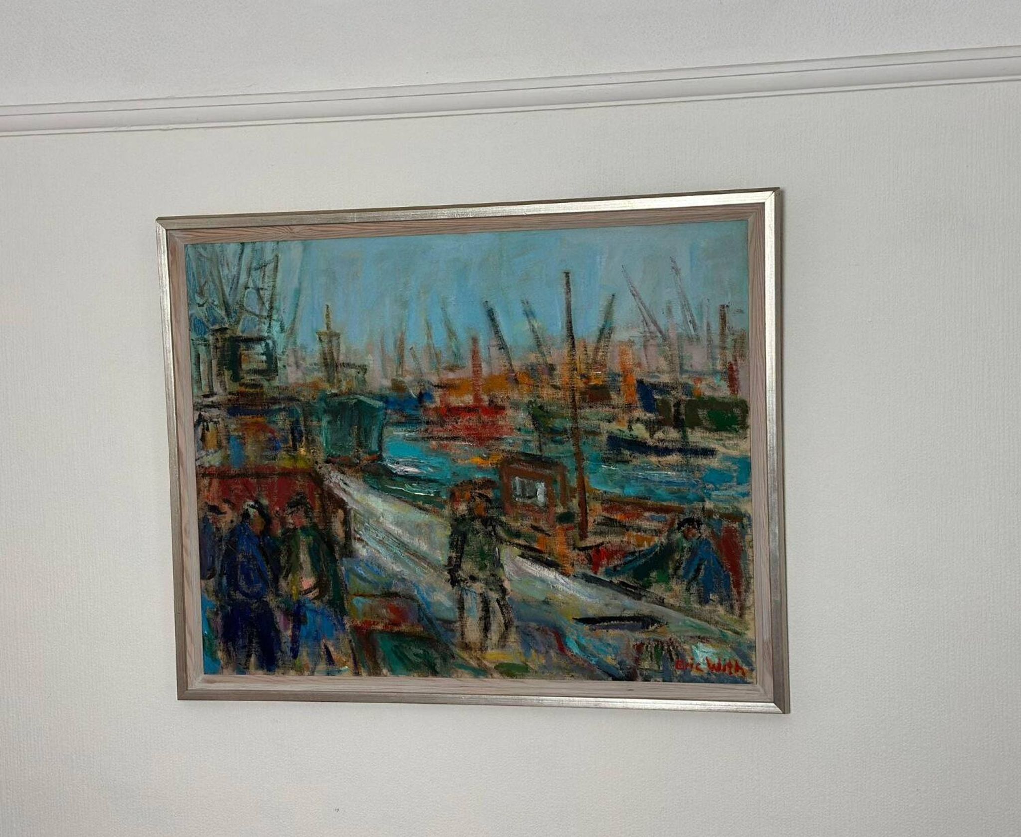 Huile sur toile suédoise – « Port de Göteborg » par Eric With