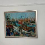 Swedish Oil on Canvas – “Port of Gothenburg” by Eric With