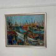Huile sur toile suédoise – « Port de Göteborg » par Eric With