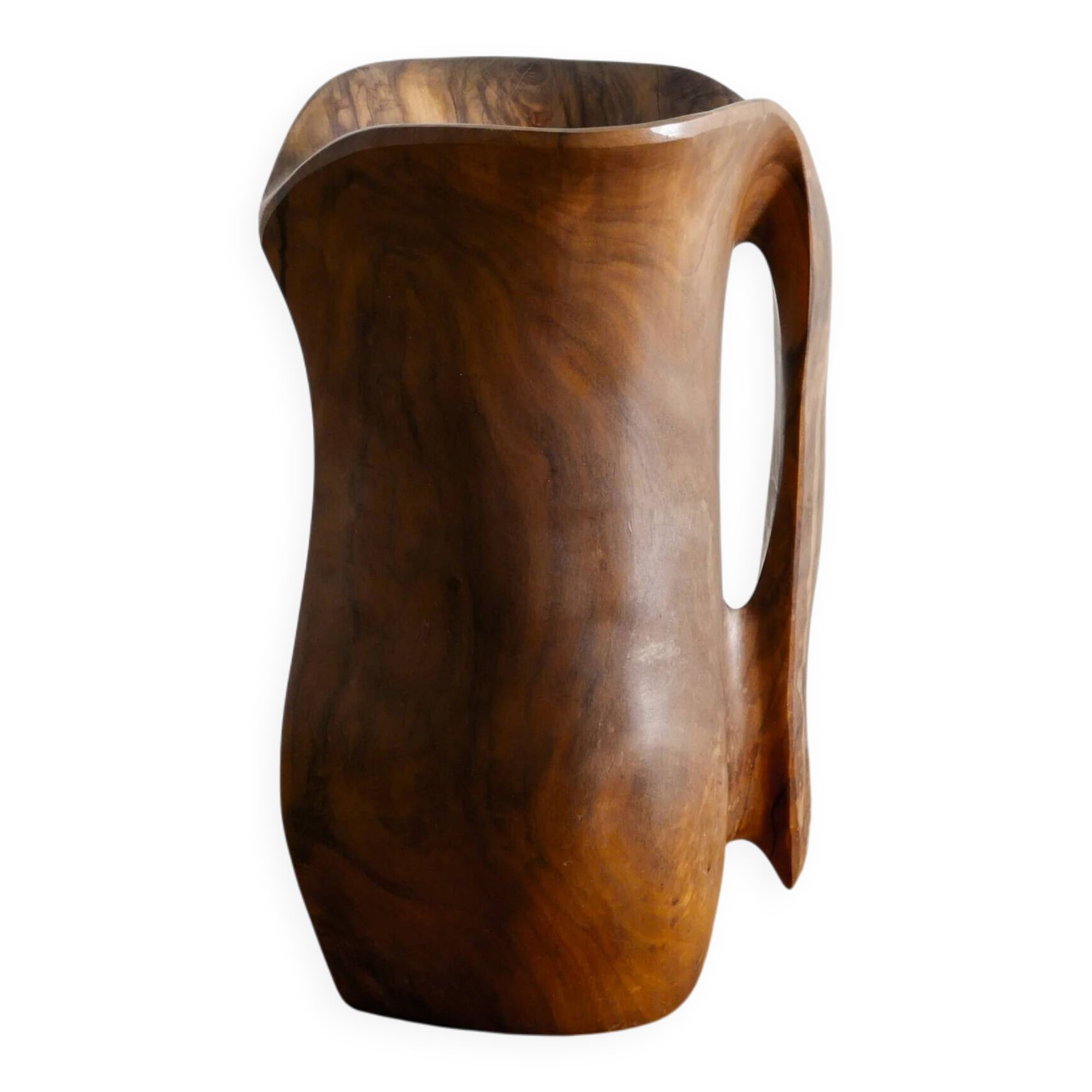 French Sculptural Wooden Pitcher Attr. to Alexandre Noll, 1960s
