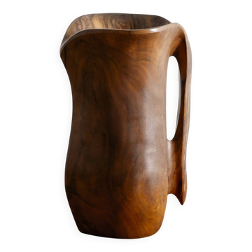 Pichet en bois sculpté français attribué à Alexandre Noll, années 1960.