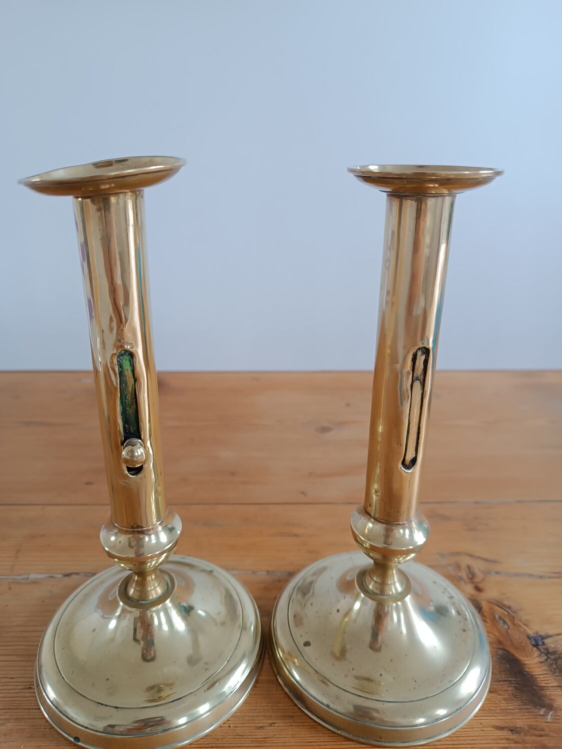 Pair of gilded brass candle holders