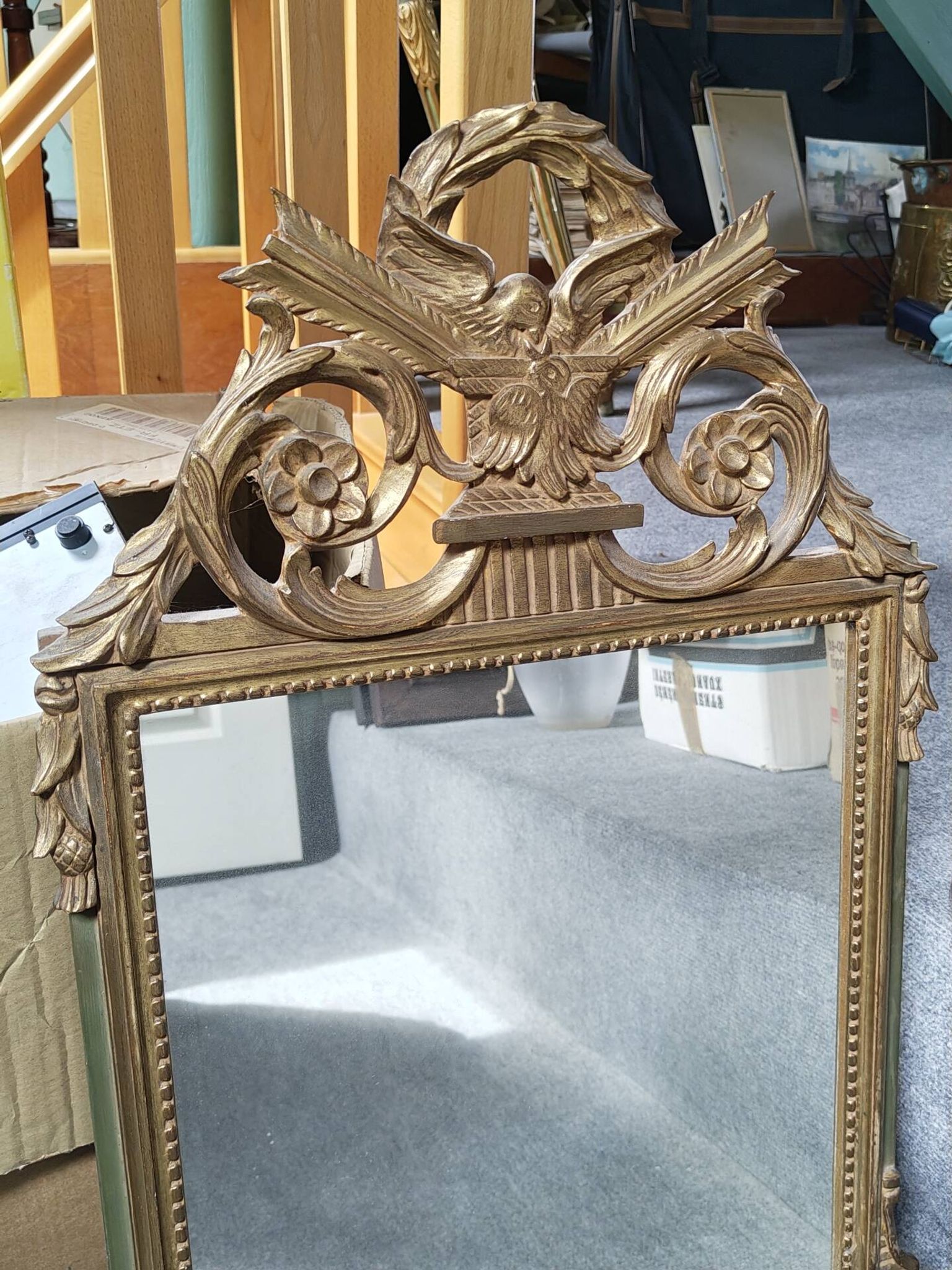 Table mirror in gilded wood in the Louis XVI style.