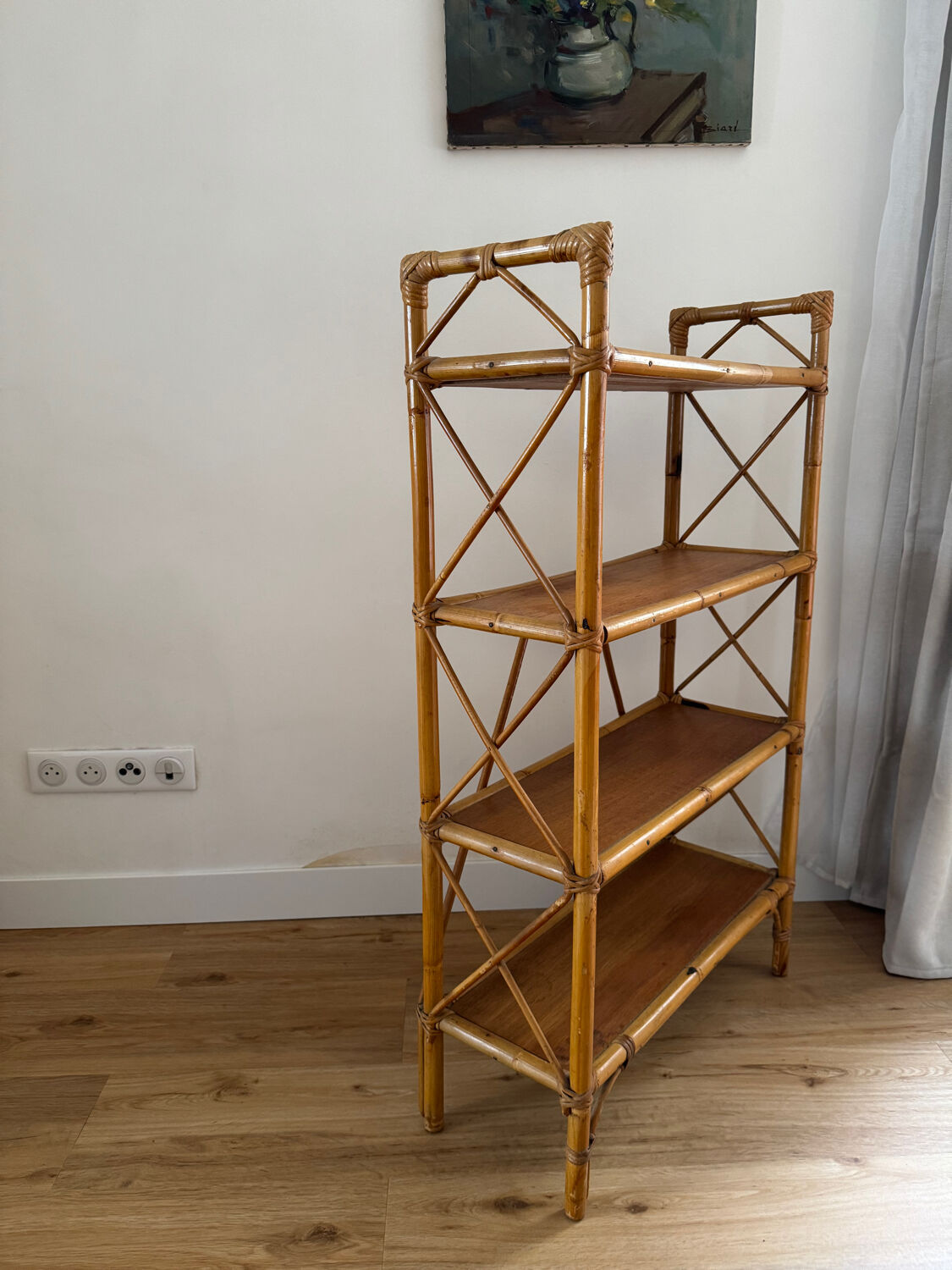 Vintage rattan bookshelf