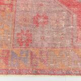 4x7 Vintage Pale Red Geometric Turkish Rug, 117x228Cm
