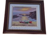 Oil on canvas signed - Seaside