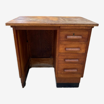 Bureau vintage en chêne 4 tiroirs