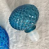 Blue glass carafe made in Belgium from the 60s