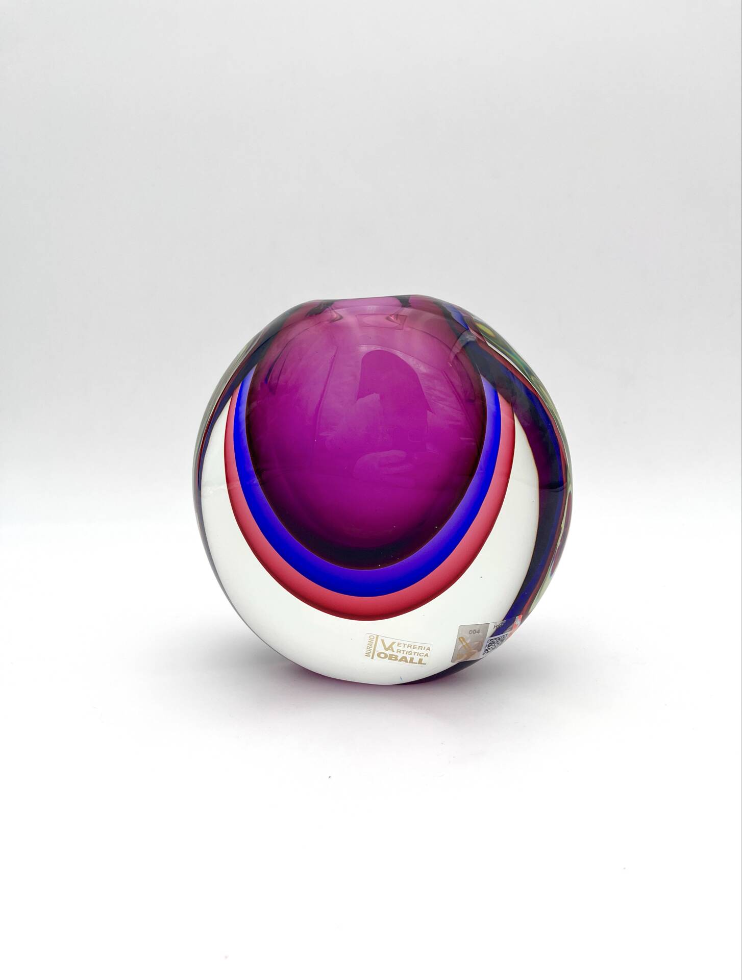 Vase Michele Onesto Oball Quadruple Sommerso Signed 15.5cm 2.7kg Ethique
