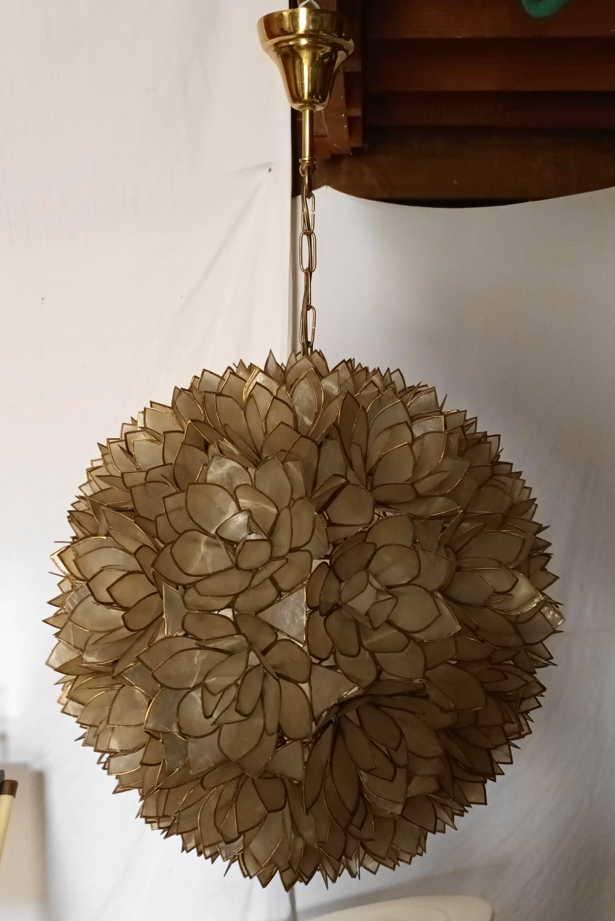 Capiz mother-of-pearl chandelier for Rausch, 1960s