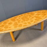 XXL dining table in burl and elm wood, 1980s