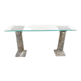 Vintage marble column console table Italy, 1960s