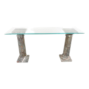Vintage marble column console table Italy, 1960s