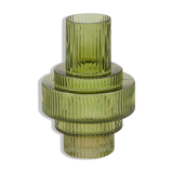 Vase en verre strié vert 23cm