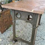 Industrial console table in cast iron and marble