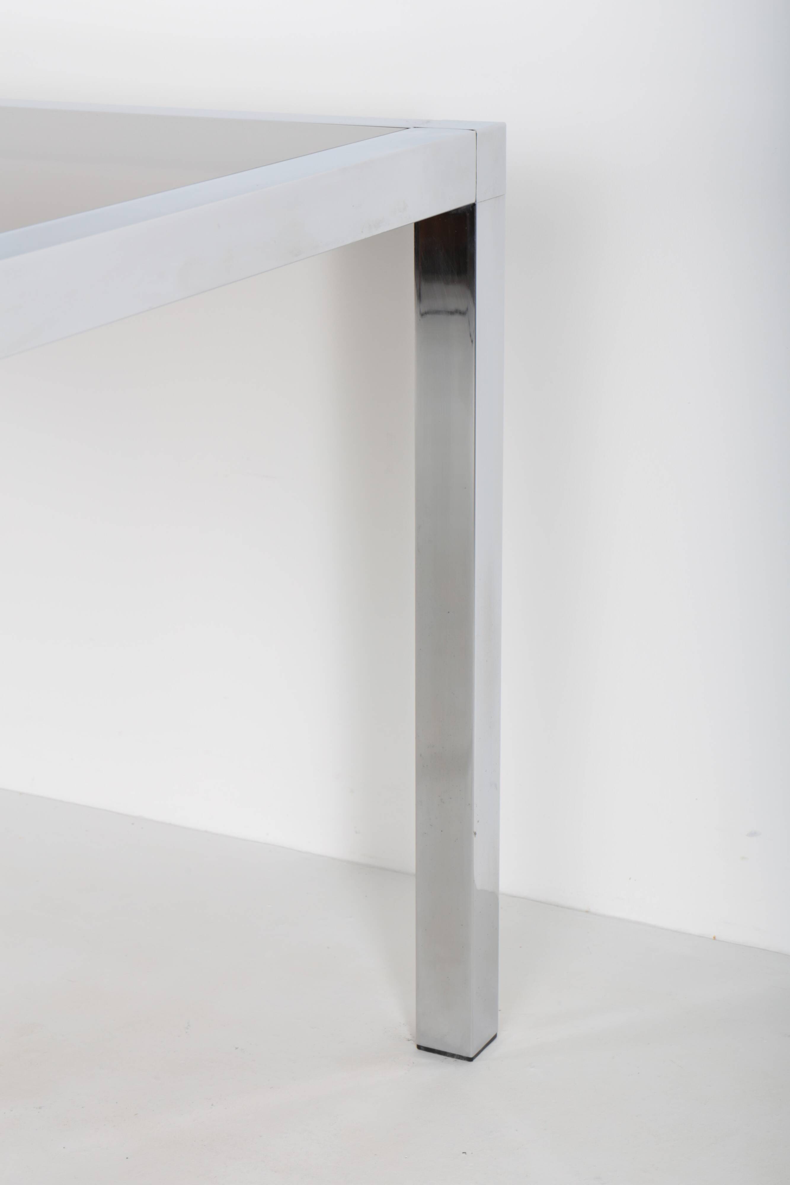 Vintage Roche Bobois table in chrome and smoked glass, 70s