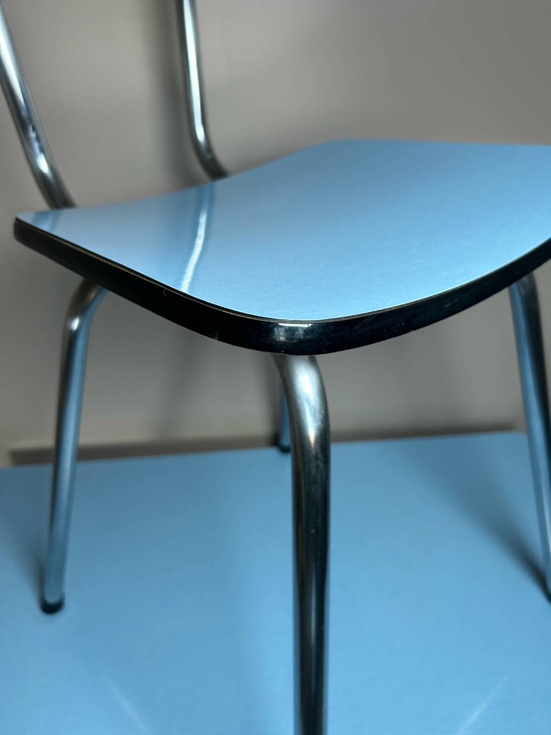 Blue Formica table and chairs from the 60s
