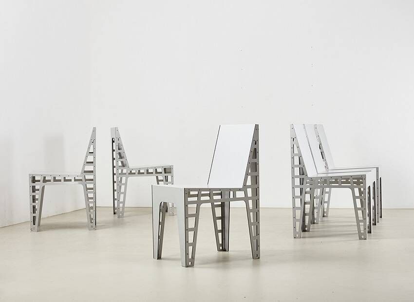Very rare Set of 6 Alu Chairs by Richard Hutten for Hidden Netherlands 2000