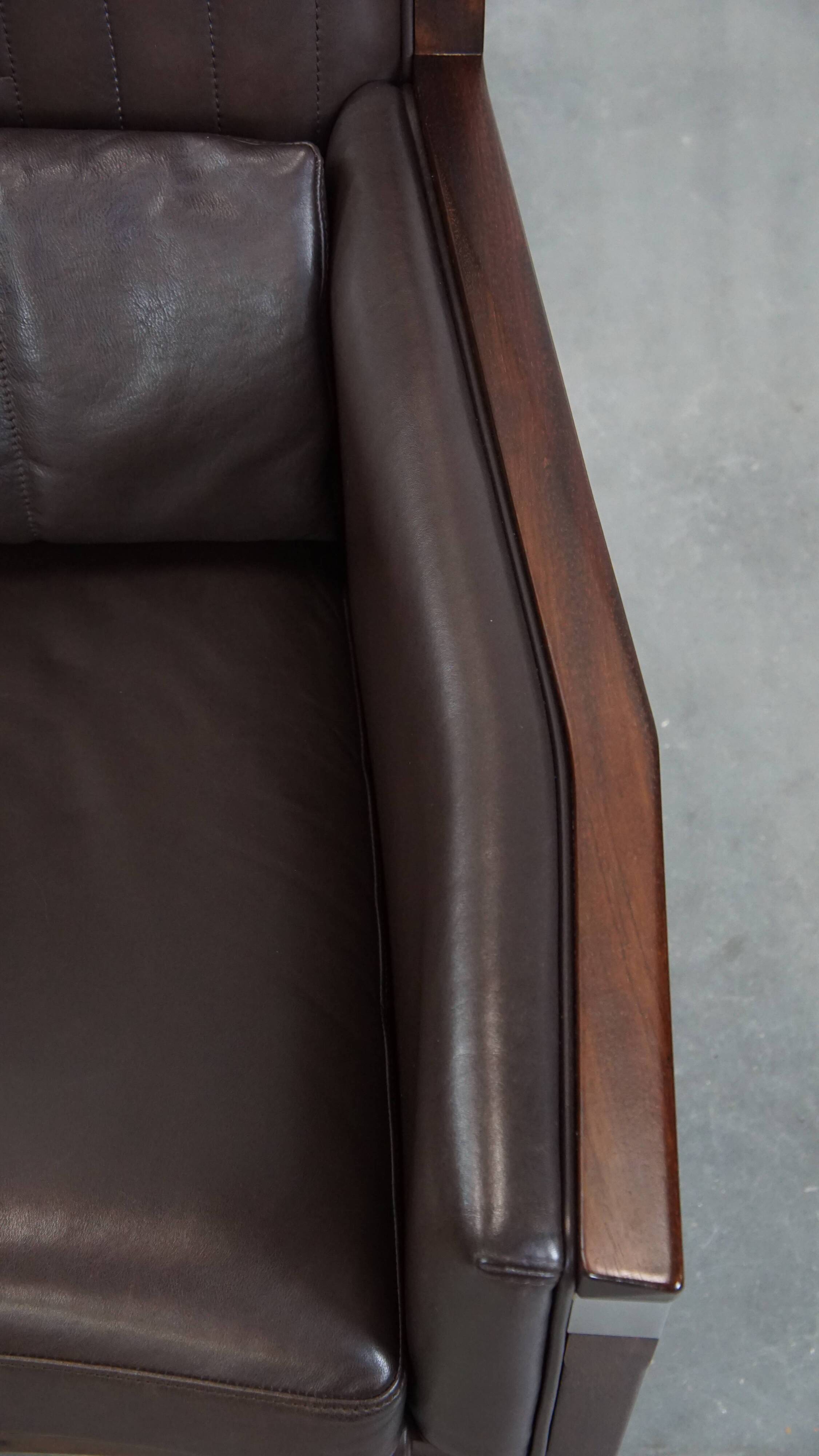 Art Deco armchair with dark brown leather