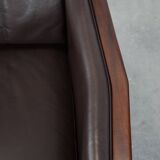 Art Deco armchair with dark brown leather