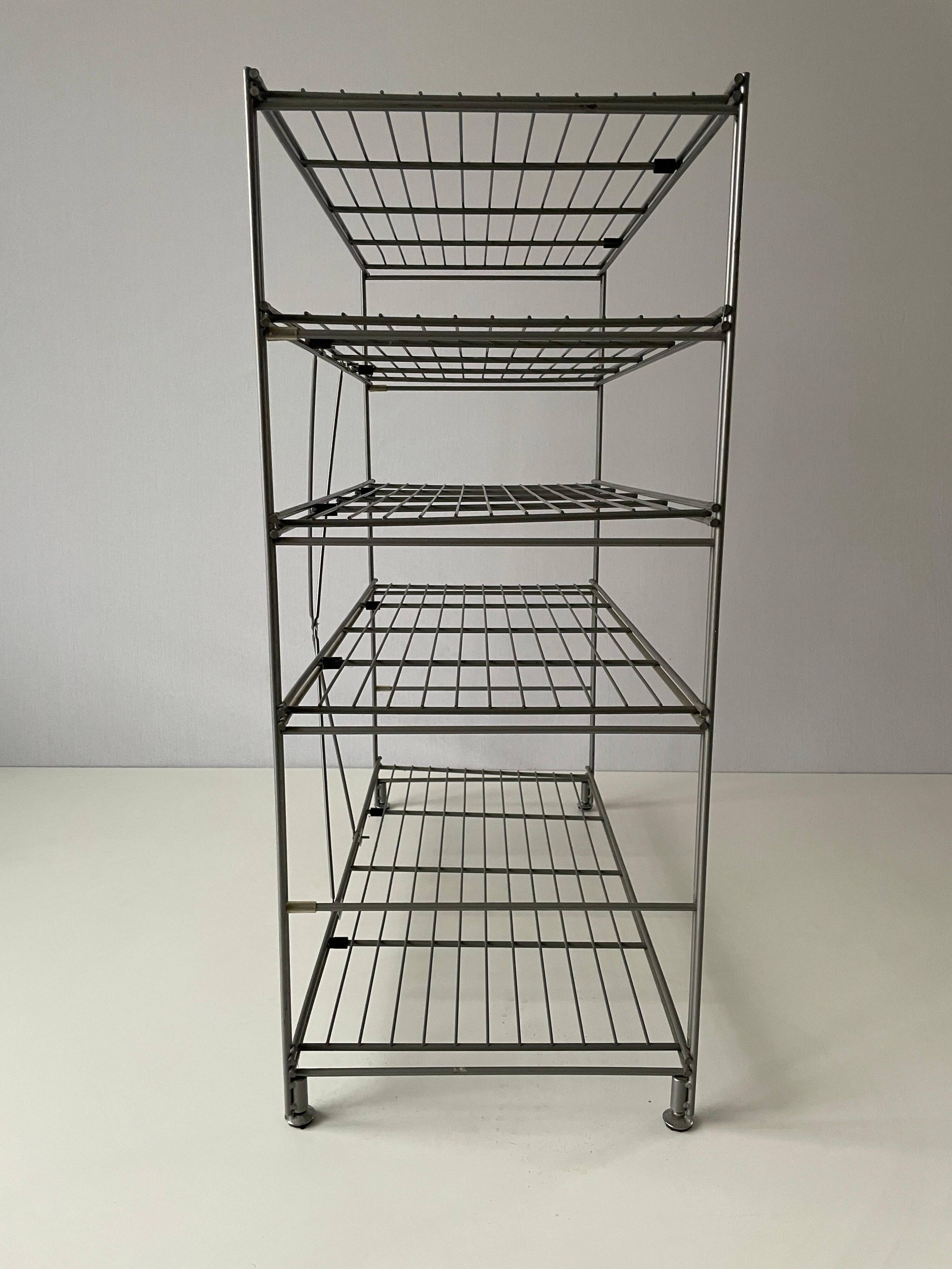Free-standing industrial shelf with a metal structure, 4 shelves, 1960s, Germany.