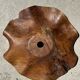 Large wavy flat leaf suspension in teak with flower stripes D:50