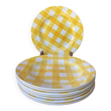 Set of 8 flat plates Digoin Sarreguemines model Scottish yellow year