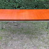 Vintage teak and chrome metal dining table