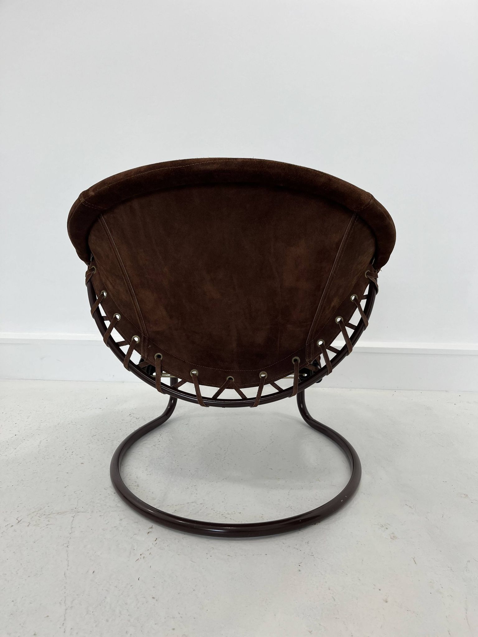 Fauteuil boule vintage en daim par Lusch & Co., 1970s