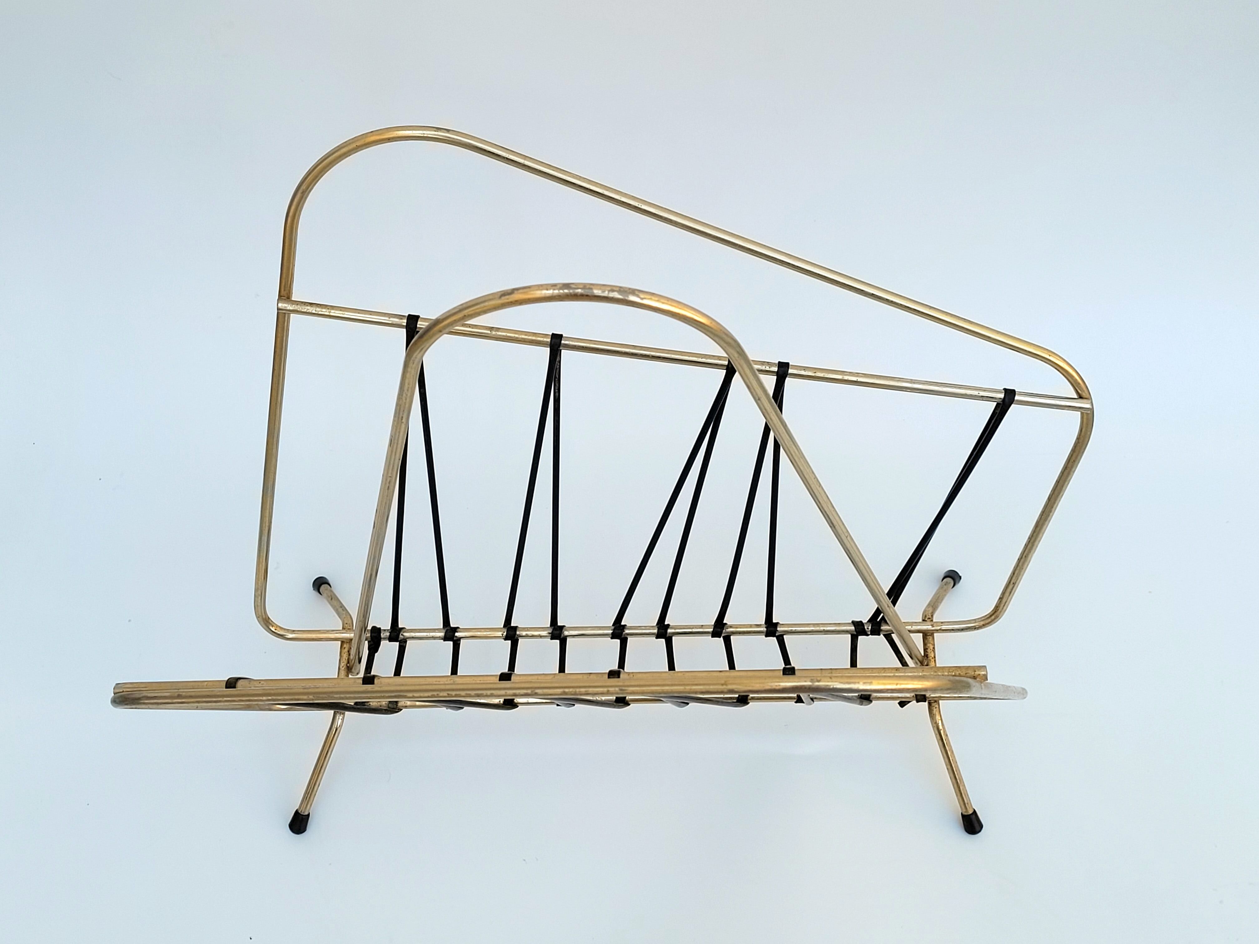 Magazine holder vintage brass wire and scoubidou 1950