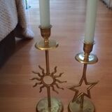 Lot de deux bougeoirs vintage en laiton