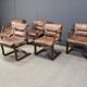 Vintage Asko Pajamies Finland Leather Plywood chairs, set of 6 - 1970s