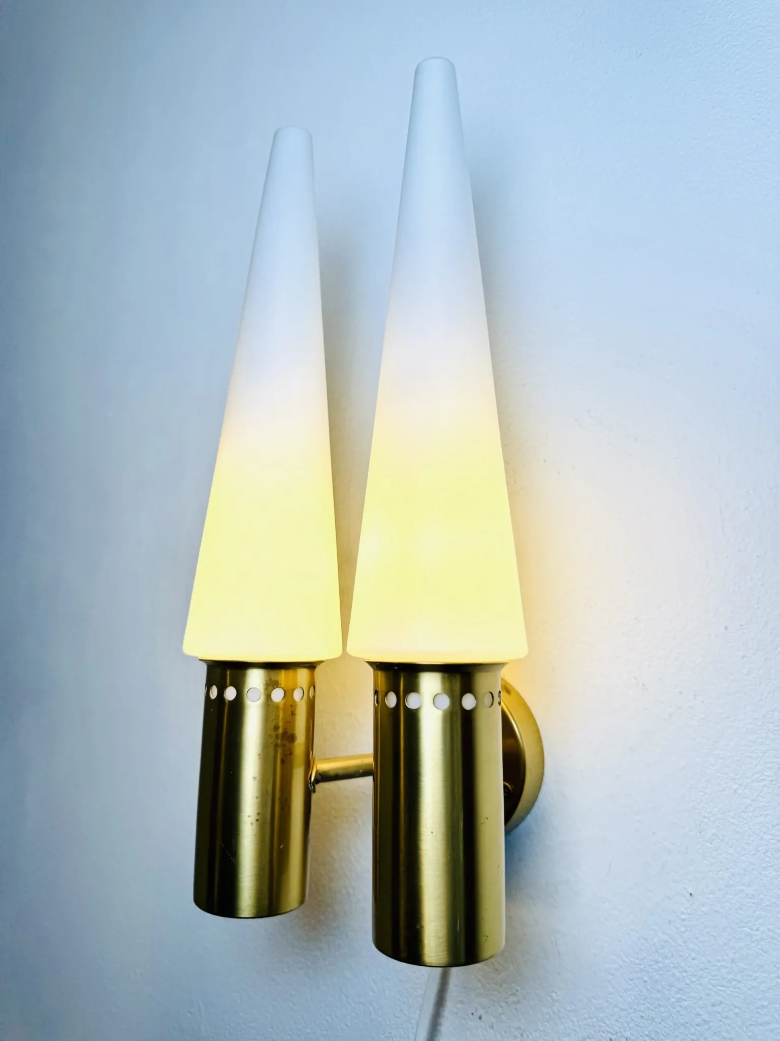 Brass Coloured Double Wall Lamp By Hans-Agne Jakobsson For Markaryd, Sweden, 1960'S