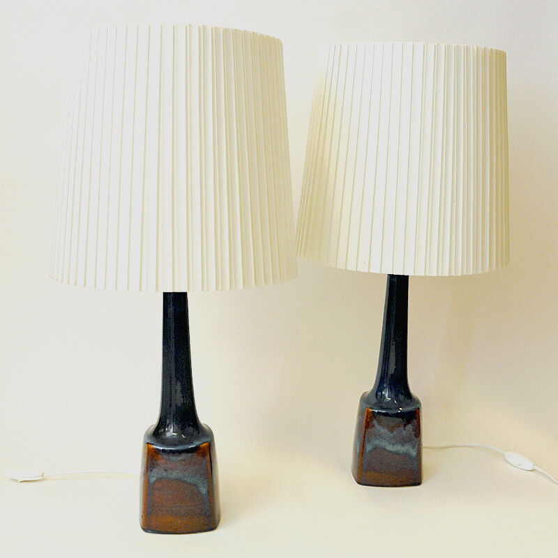 Danish ceramic tablelamp pair Burgundia by Søholm Keramik, Bornholm 1970s