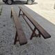 Pair of rustic solid oak farm benches 19th century - 2m90