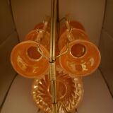 6 anchor hocking cups and saucers with their transport basket - 1 cup with damaged handle (see photos)